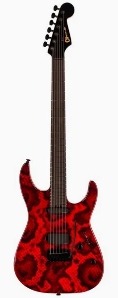 Charvel DK24 HS GT Red Snakeskin, front view