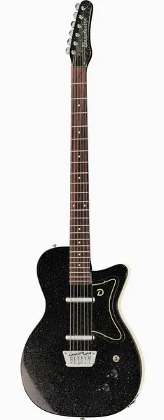 Danelectro 56 Baritone Black Metal Flake, front view