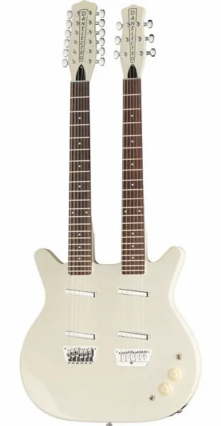 Danelectro Doubleneck 612 White, front view