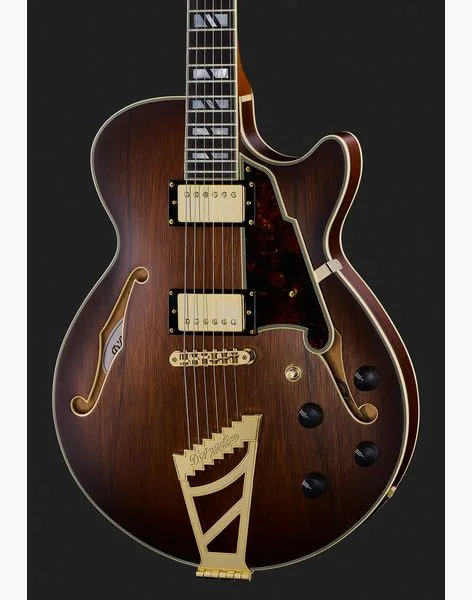 DAngelico Deluxe SS Satin Brown Burst, detail 4