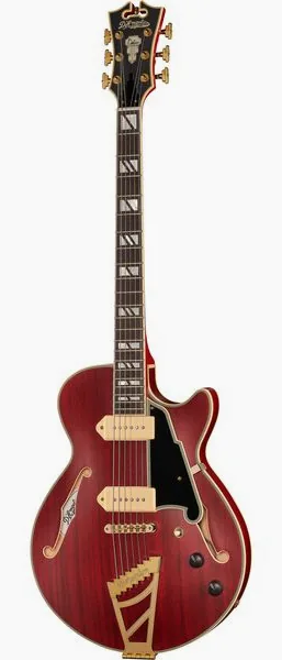 DAngelico DLX SS Barit. Satin Trans Wine, front view