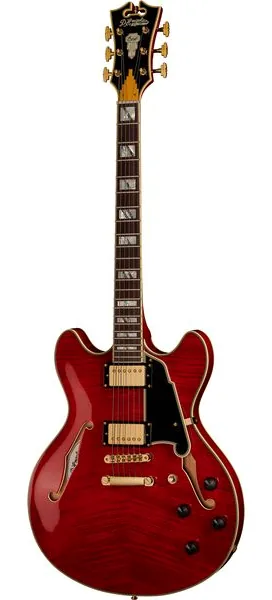 DAngelico Excel DC Trans Cherry, front view