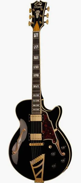 DAngelico Excel SS Solid Black, front view