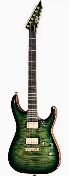 ESP HORIZON II FM Dark Lime Burst, front view