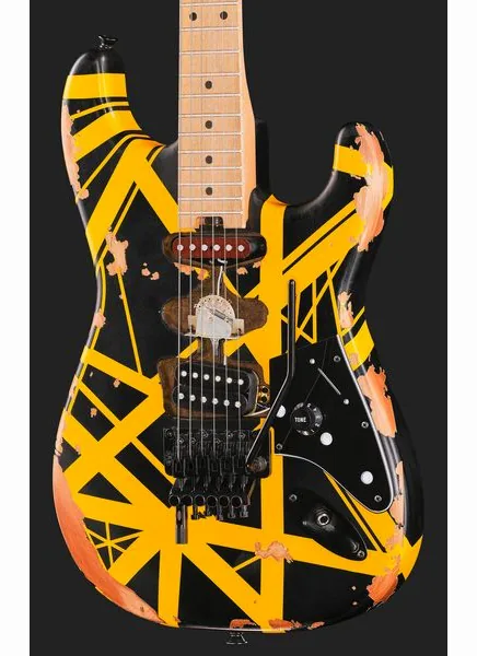 Evh Frankie Striped MN Relic B/Y, detail 4