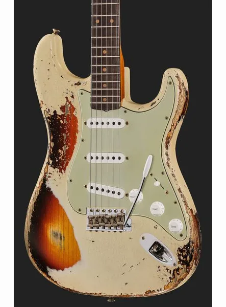 Fender 61 Strat SHR Aged V White 3TSB, detail 4