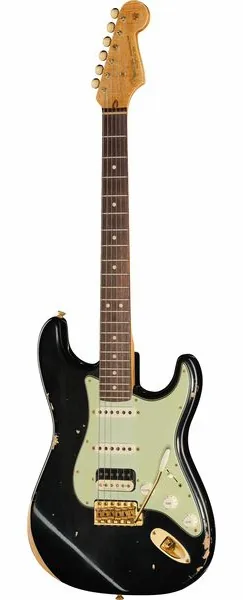 Fender 63 Strat RW Black Relic HSS, front view