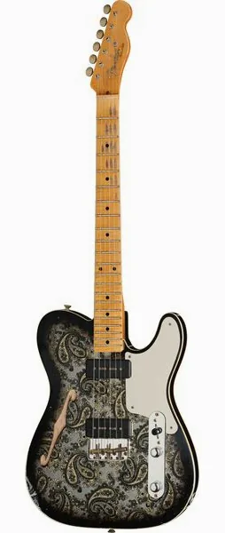 Fender Tele Dual P90 Black Paisley, front view