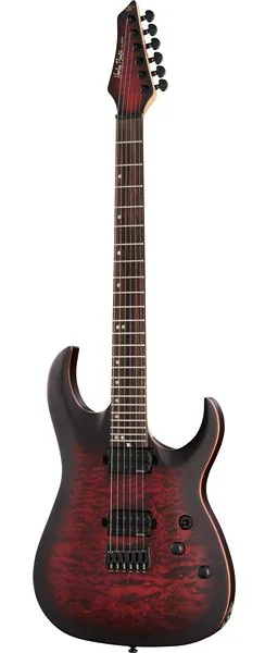 Harley Benton Amarok-6 BKRD Quilted Burst, front view