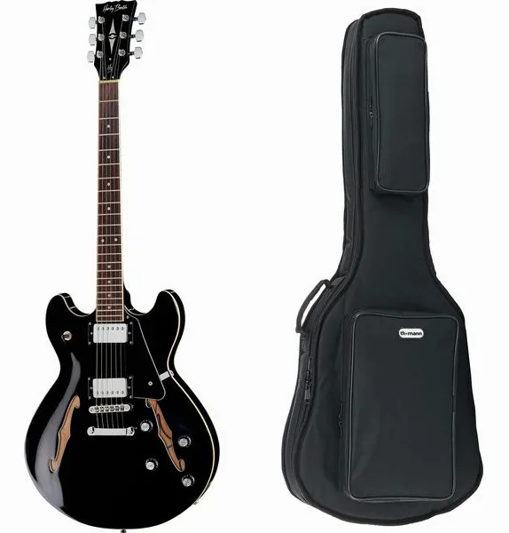 Harley Benton HB-35 BK Vintage Series w/Bag, front view