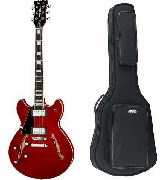 Harley Benton HB-35Plus LH Cherry w/Bag, front view