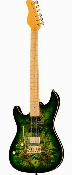 Larry Carlton S10 HSS Transparent Green LH, front view