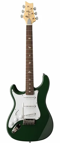 PRS SE Silver Sky Laurel Green LH, front view
