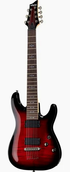 Schecter Demon-7 Crimson Red Burst, front view