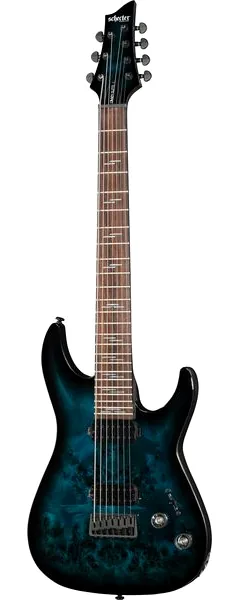 Schecter Omen Elite-7 See Blue Burst, front view